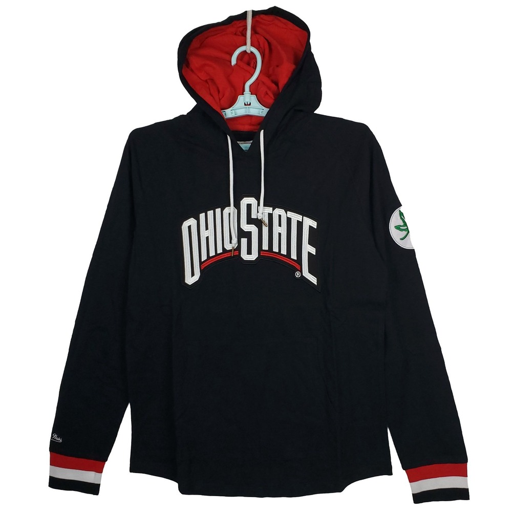 Ohio State Buckeyes Mitchell & Ness‎ NCAA Large Hooded Longsleeve Black NWT